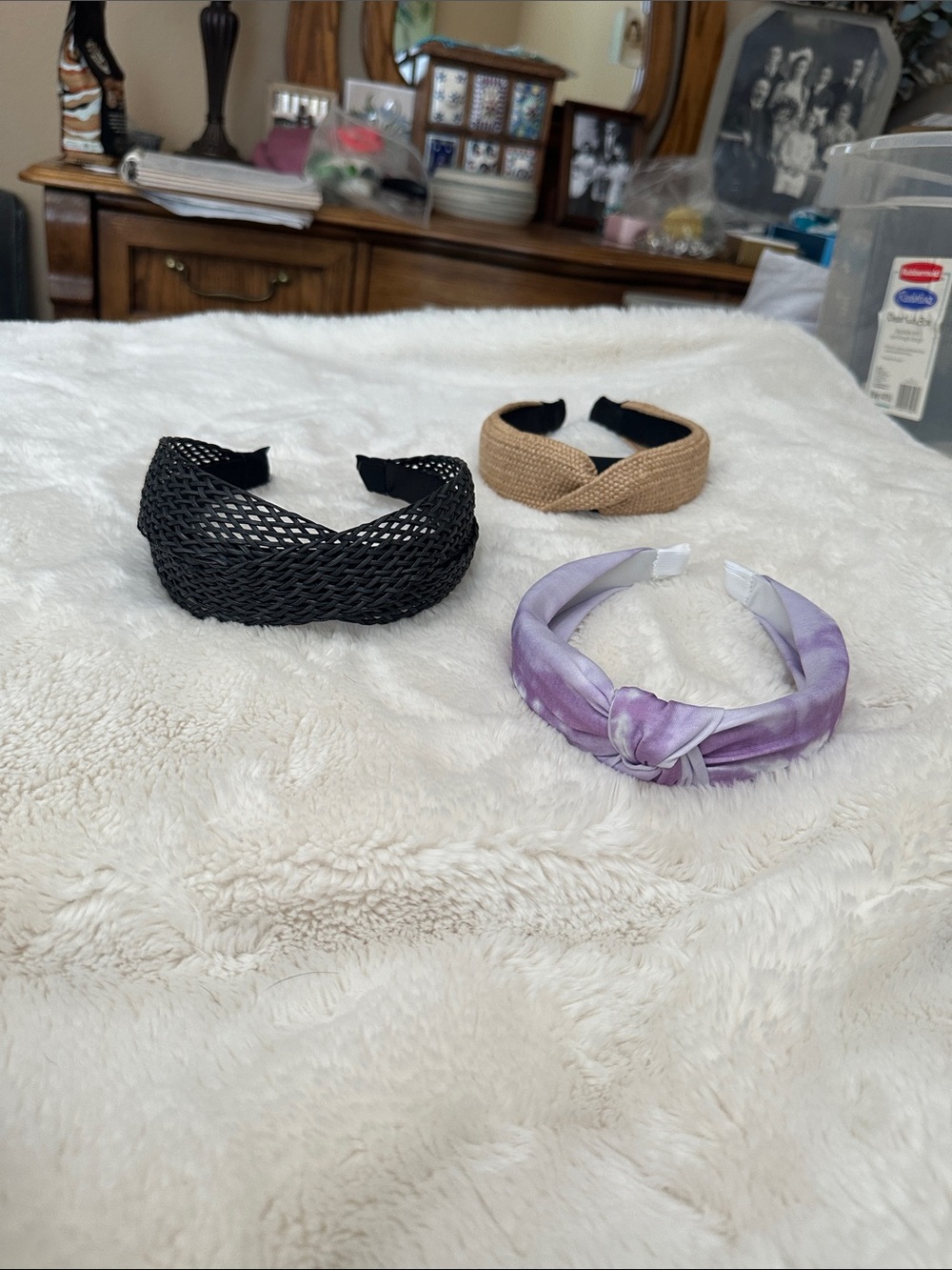 Three-Piece Women’s Headband Set — Black, Tan & Purple